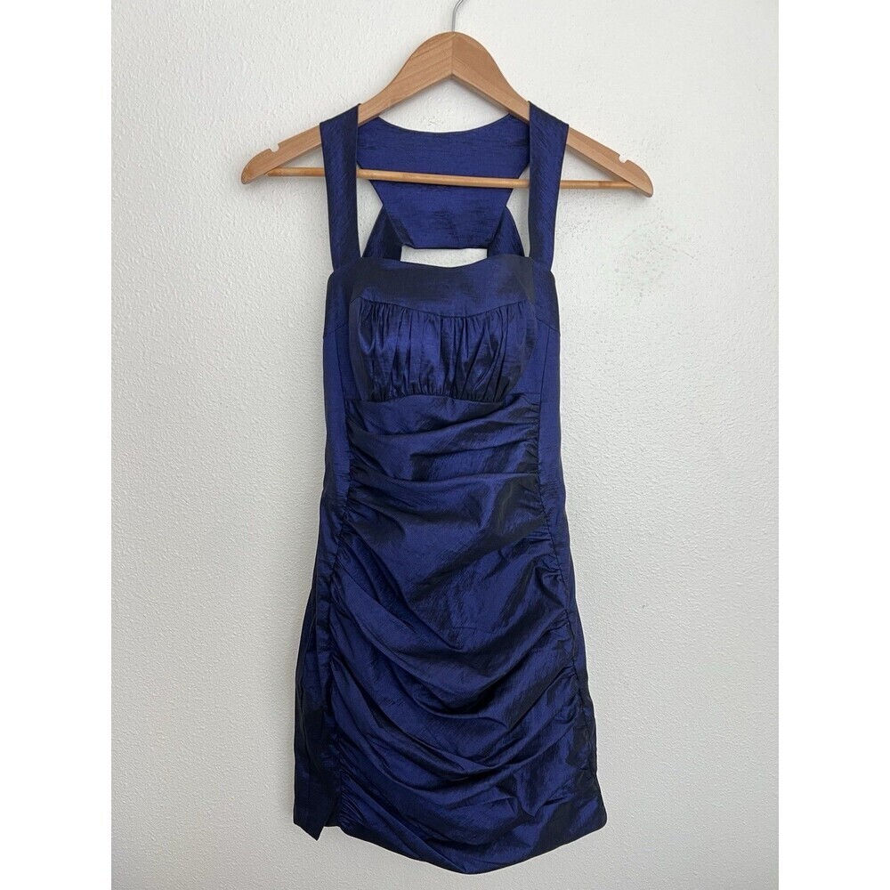 VTG Jessica McClintock Dark Purple Ruched Goth Vampire Noir Corset Mini Dress S